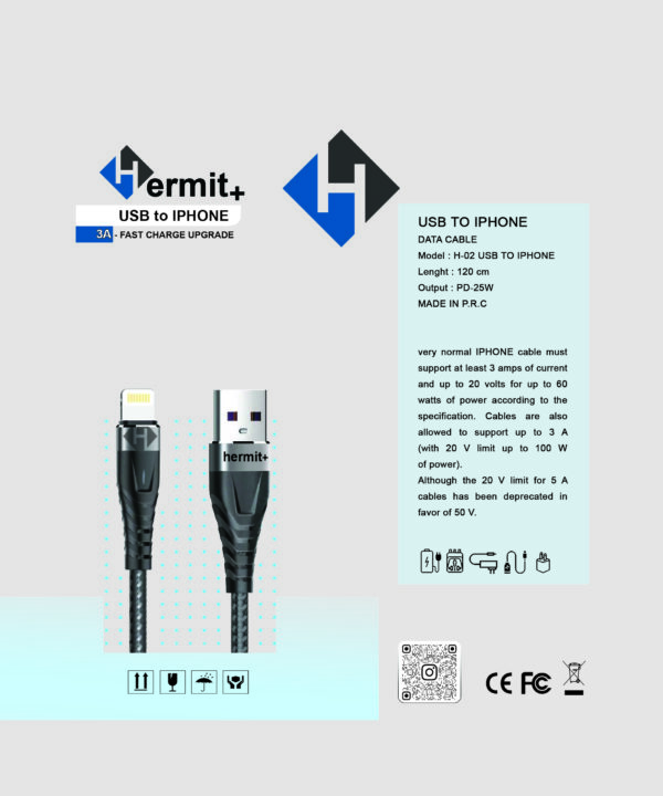 کابل ایفون IPhone کنفی برند +Hermit - Image 2