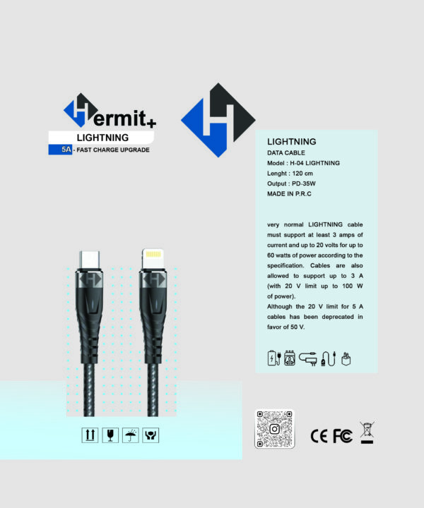 کابل ایفون Lightning کنفی برند +Hermit - Image 2