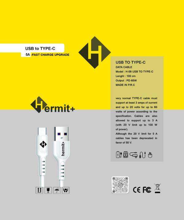 کابل تایپ سی TYPE.C سیلیکونی برند +Hermit - Image 2