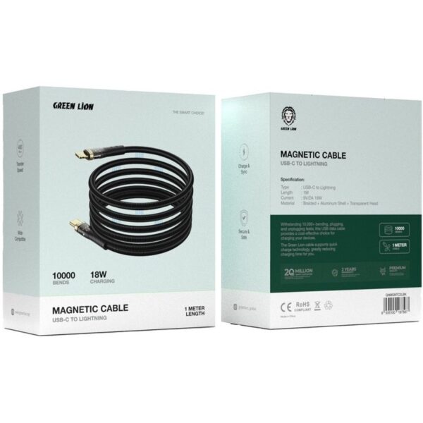 کابل مگنتی لایتنینگ گرین لاین Magnetic Cable USB-C to Lightning - Image 2
